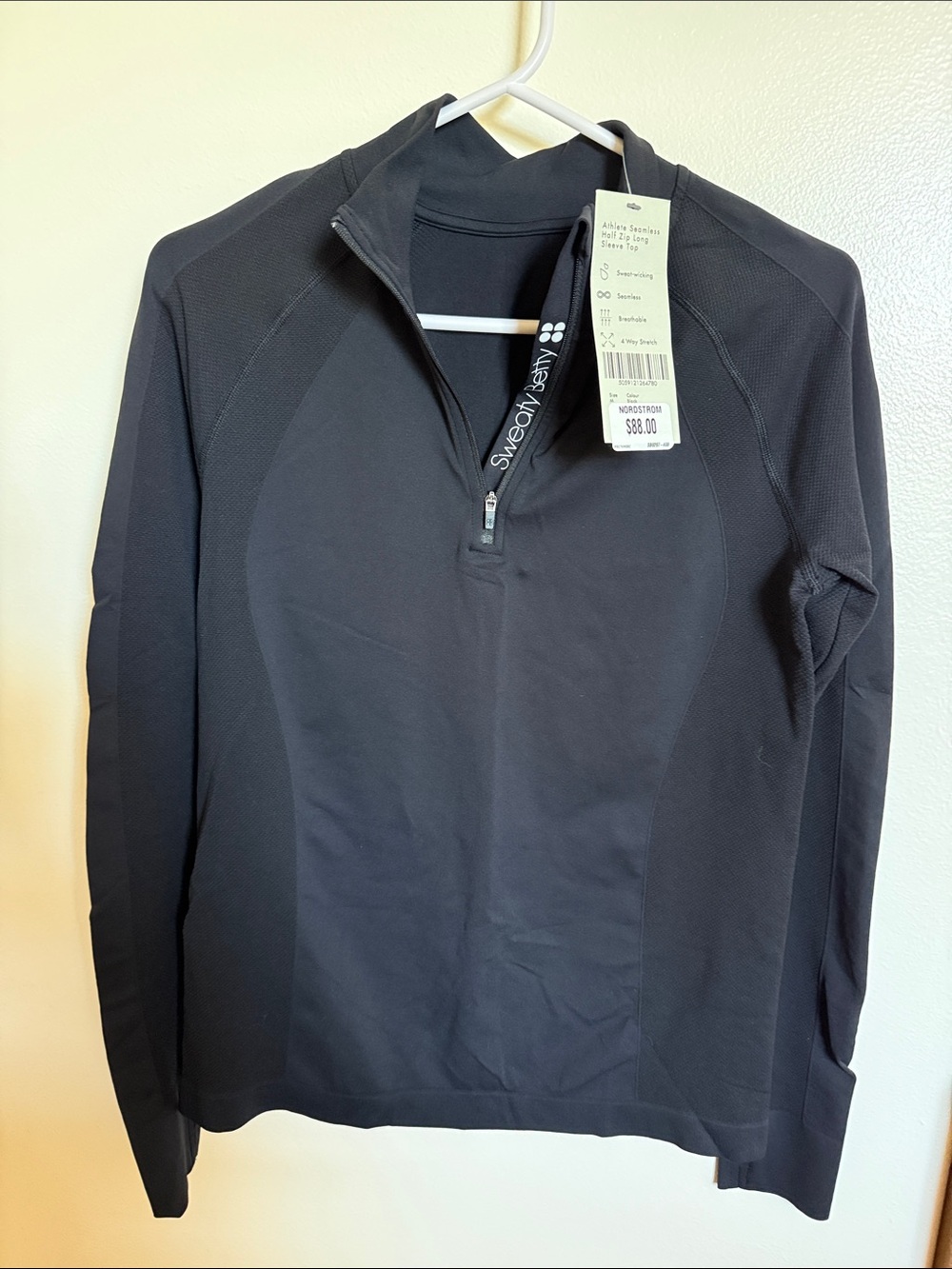 Sweaty Betty Matte Black Quarter-Zip Performance Top